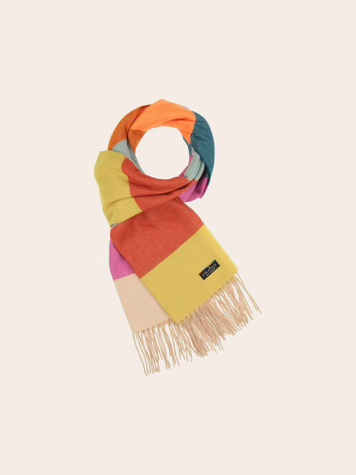 Cashmink Striped Patterned Scarf In Multicoloured