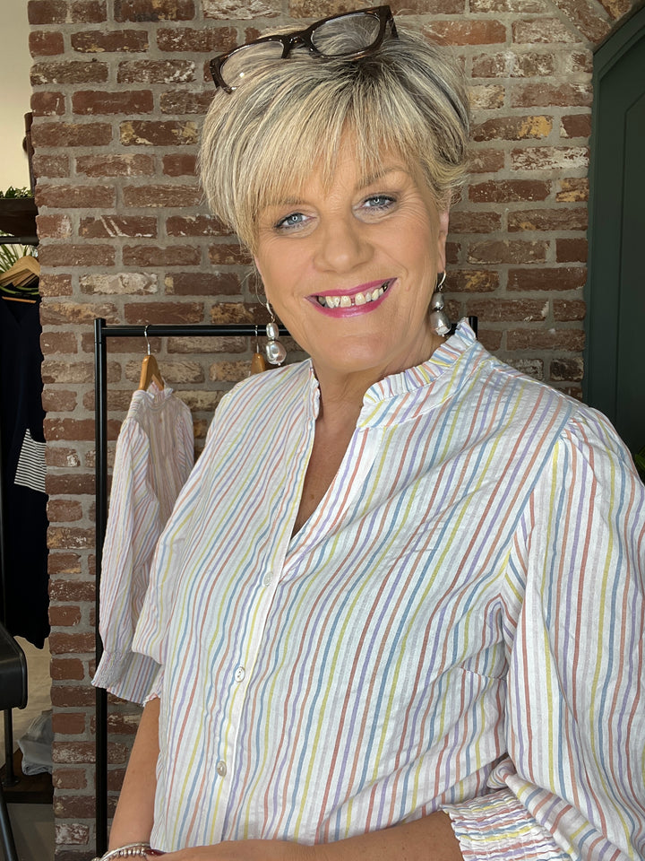 Nümph Nutashia Striped Blouse In Popcorn