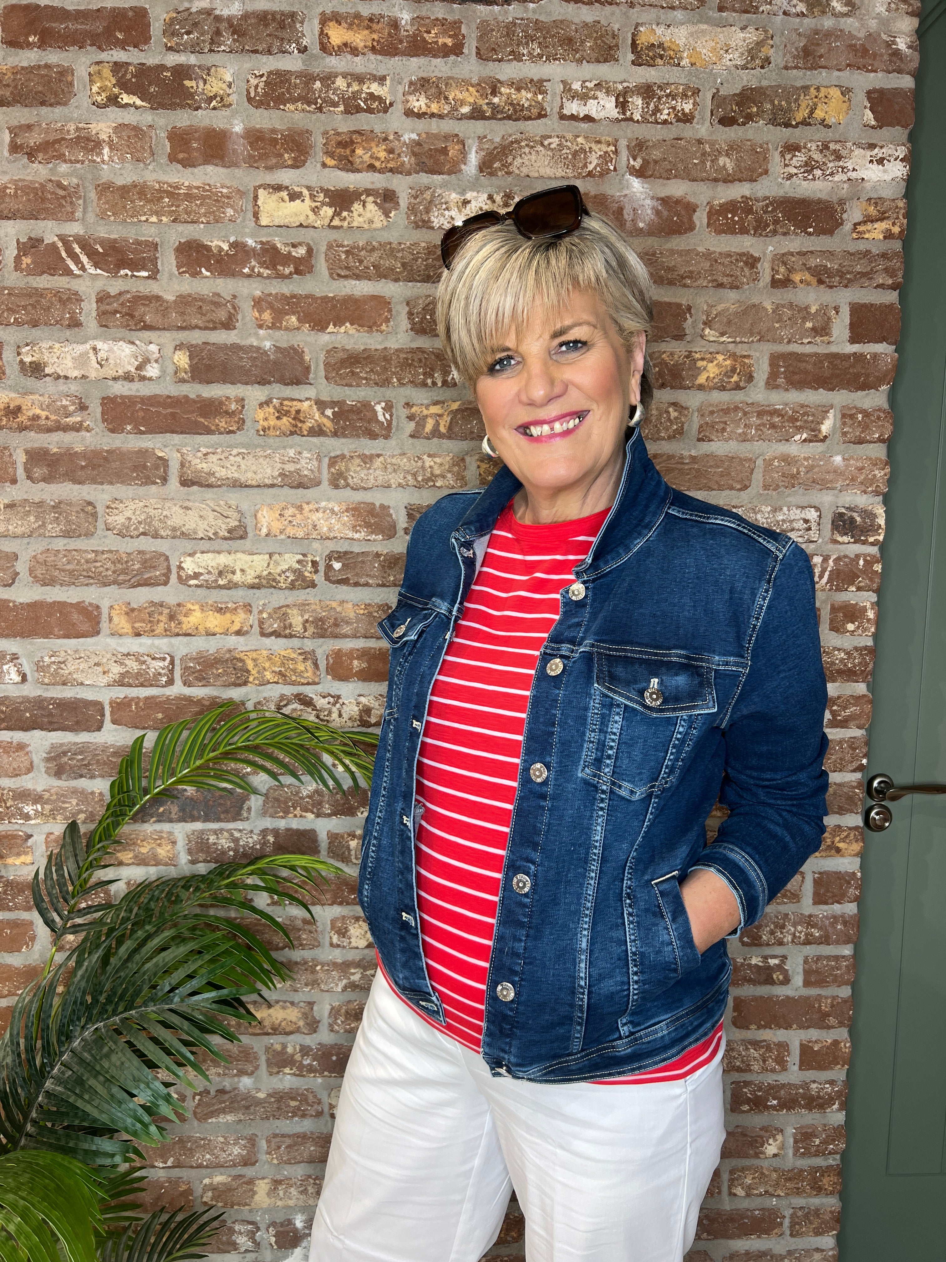 Cecil Denim Jacket In Mid Blue Wash