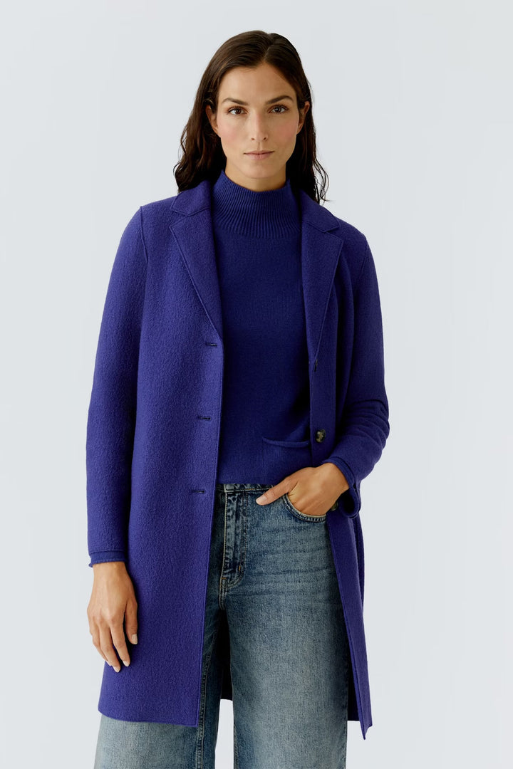 Oui Mayson Boiled Wool Coat In Blue Ribbon