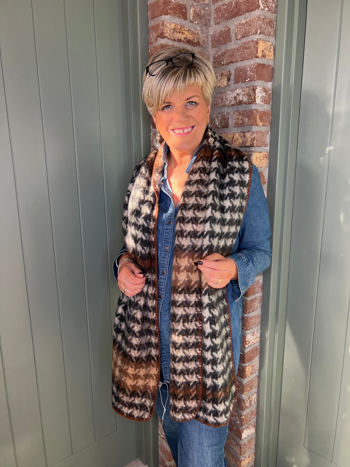 Sophie Stitched Edge Scarf In Black Multi