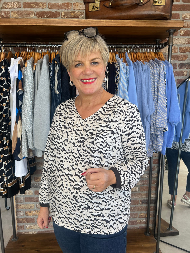 Street One Patterned Blouse In Morning beige