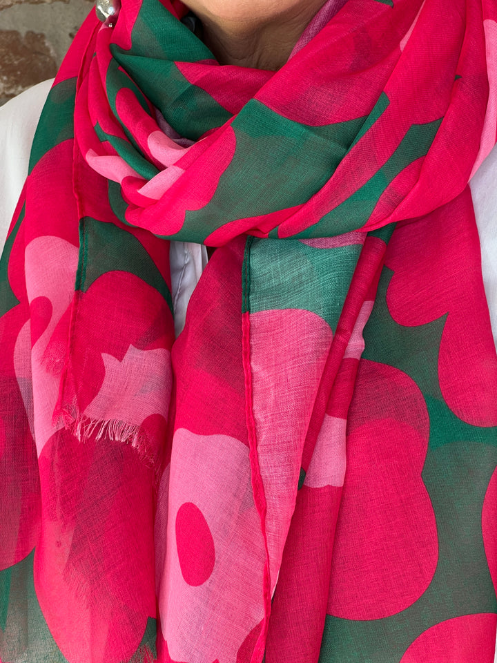 Pipa Patterned Scarf In Pink & Green