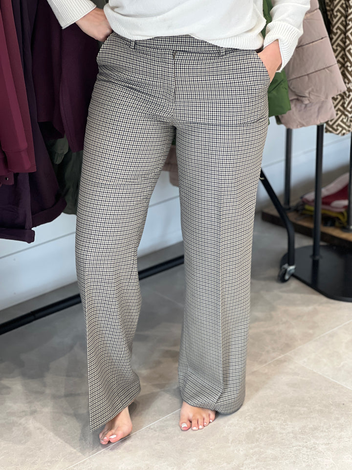 More & More Check Wide Leg Trousers In Multi