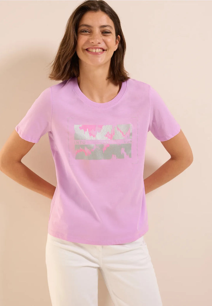 Cecil Metallic Foil T-shirt In Cherry Blossom