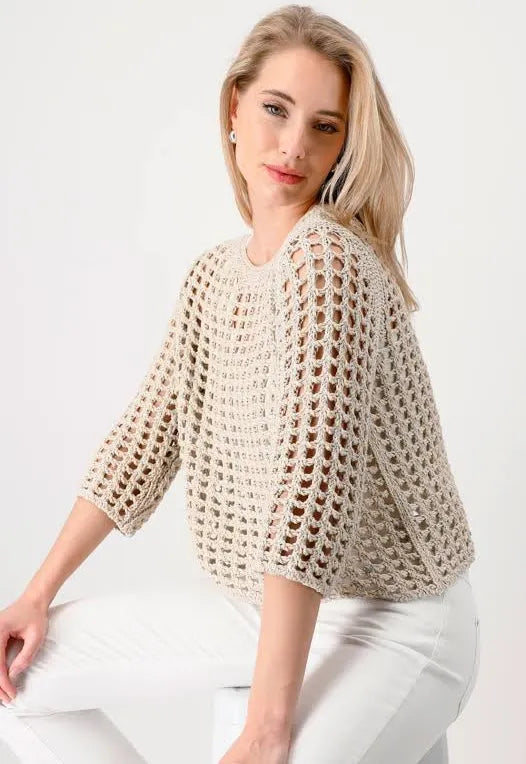Monari  Net Jumper In Lurex Camel