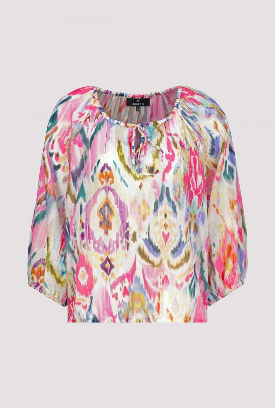 Monari Tie Blouse With Tropical Print In Pink
