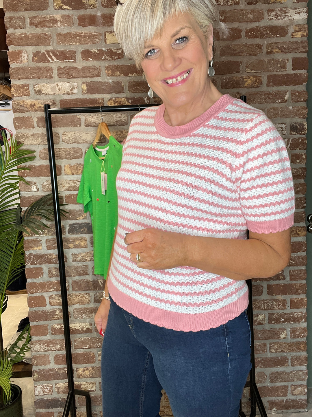 Nümph striped pullover In Peony