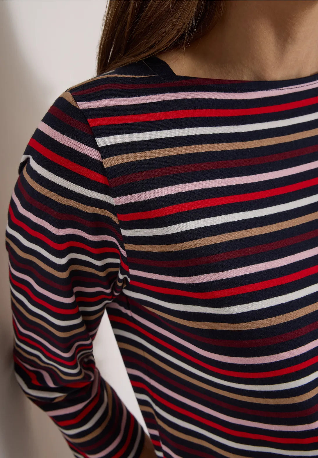 Striped boatneck top in urban dark blue