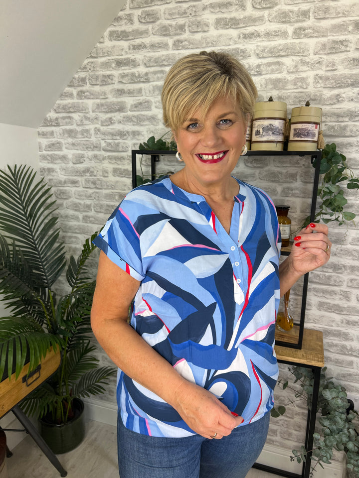 Cecil Print Short Sleeve Blouse In Urban Navy