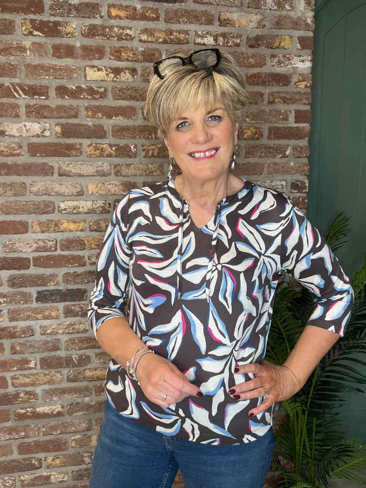 Cecil Multi Top With Tie In macchiato Brown