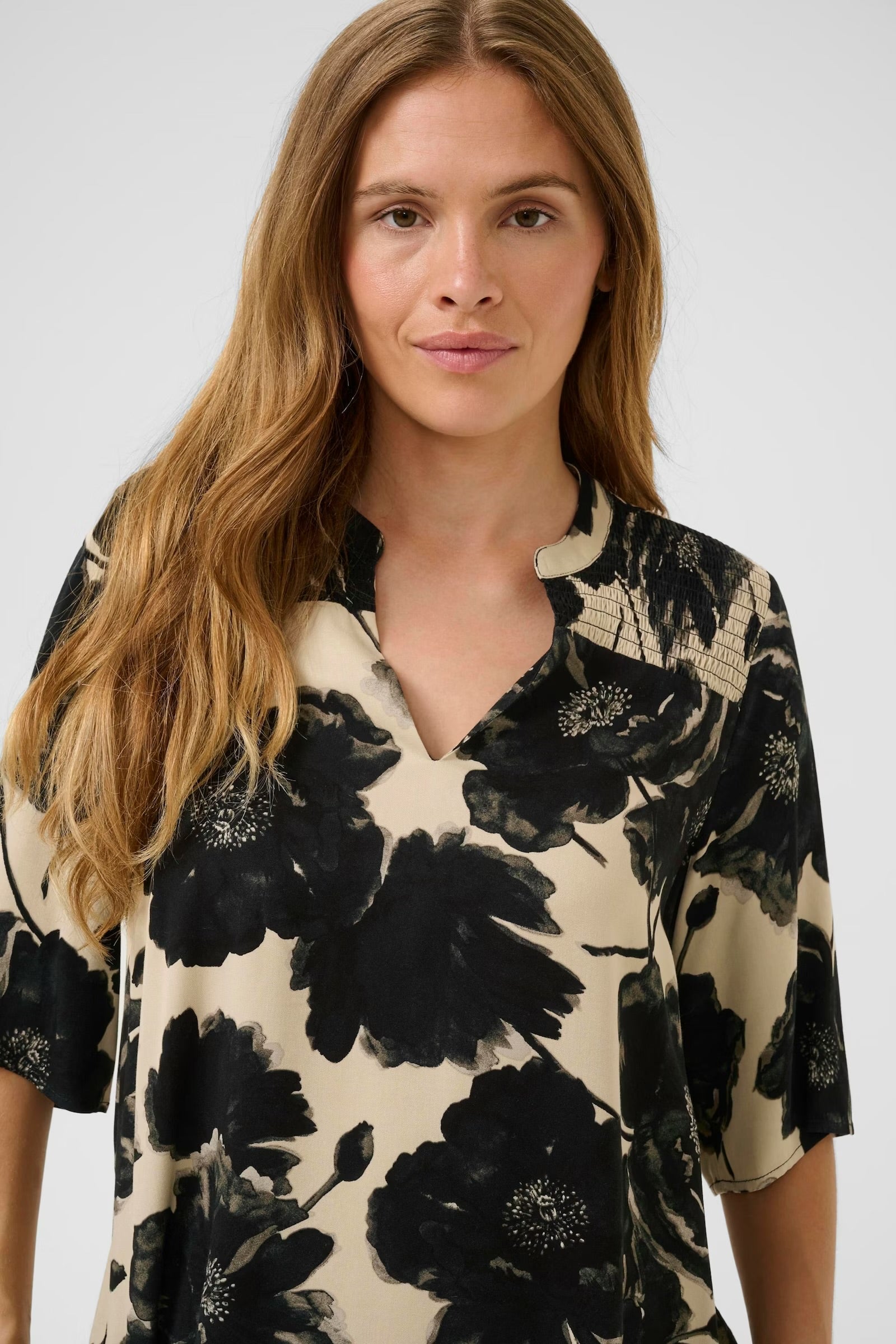 Culture Floral Blouse In Black & off white