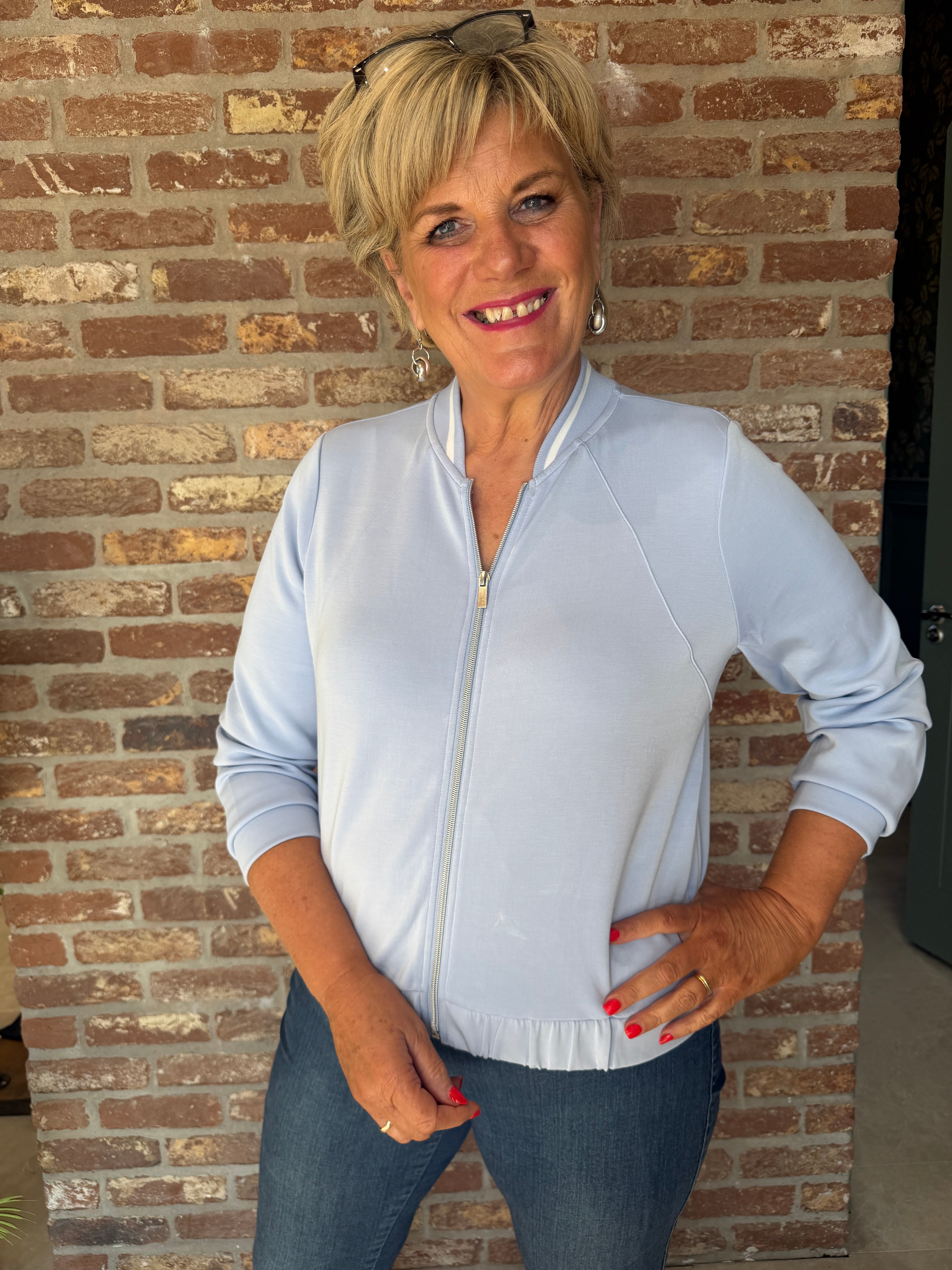 Street One silk jacket in Whispery Blue