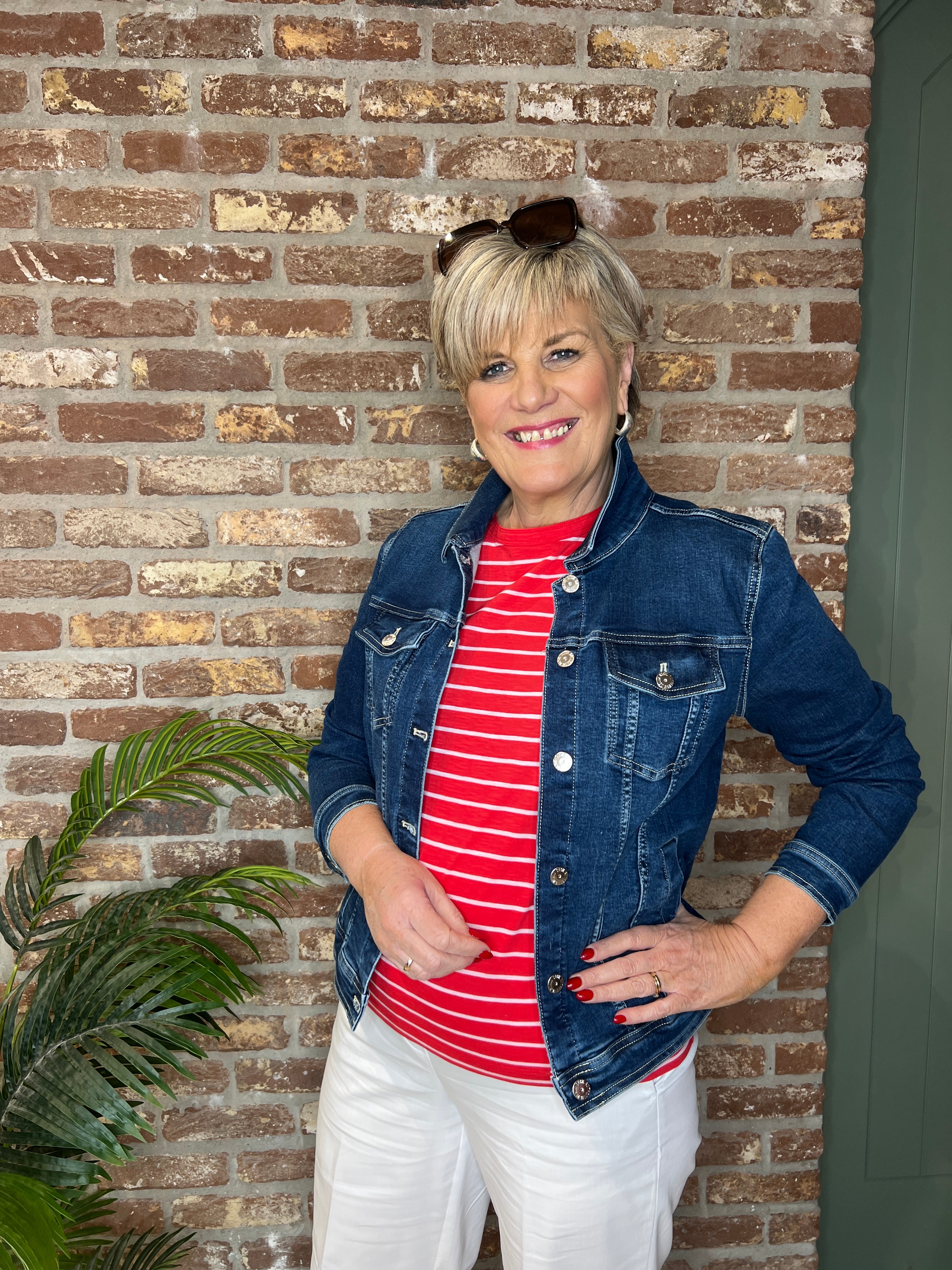 Cecil Denim Jacket In Mid Blue Wash