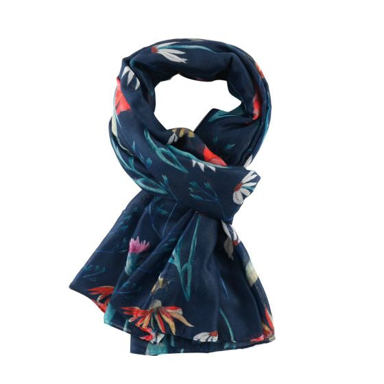 Amelia Meadow Print Scarf In Navy