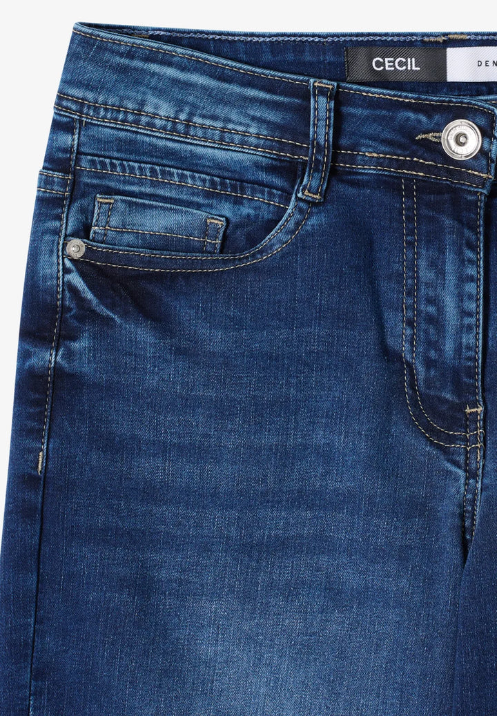 Cecil Neele Wide Jeans In Mid Blue Wash