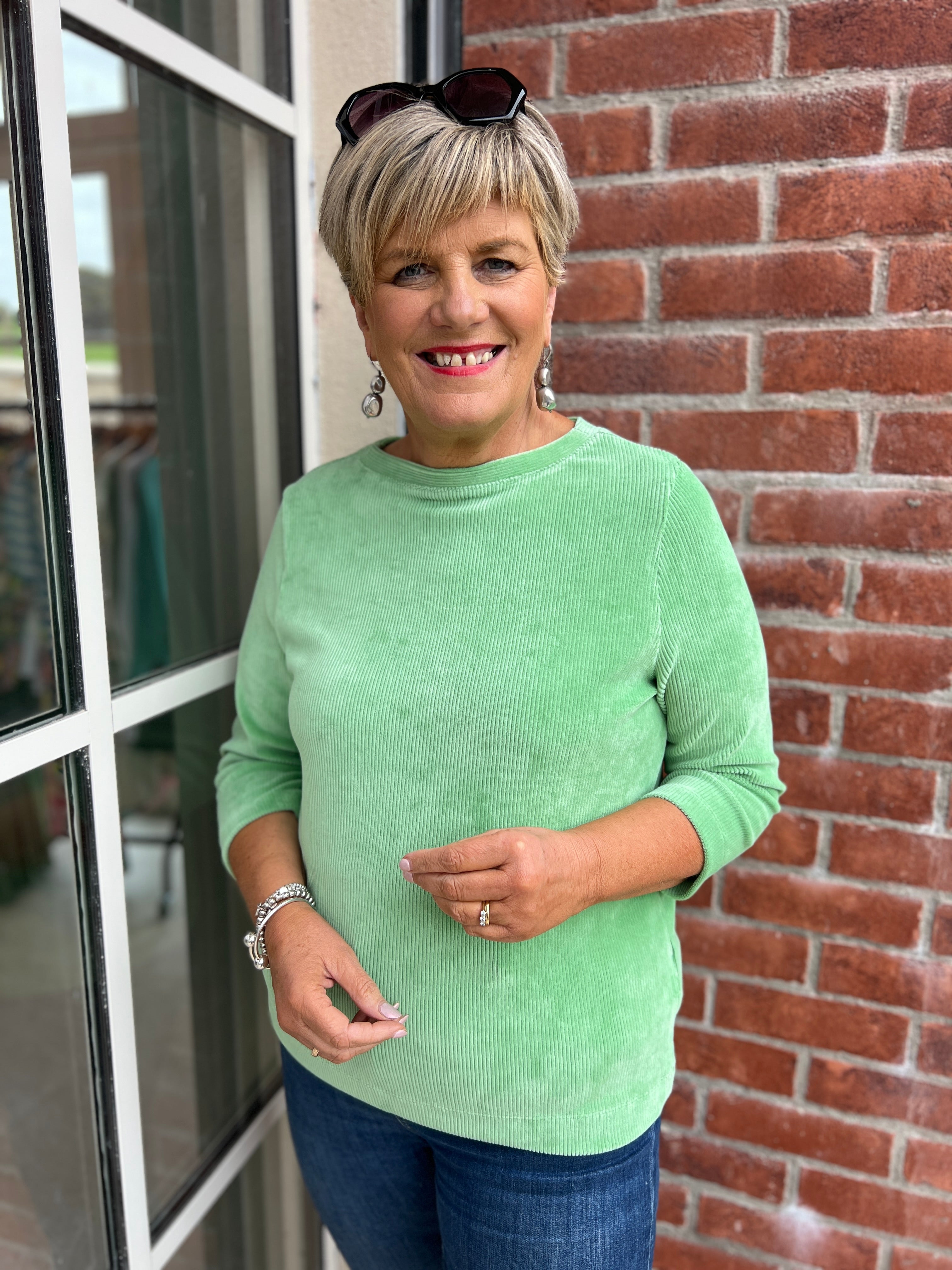 Cecil Cord Top In Fennel Green