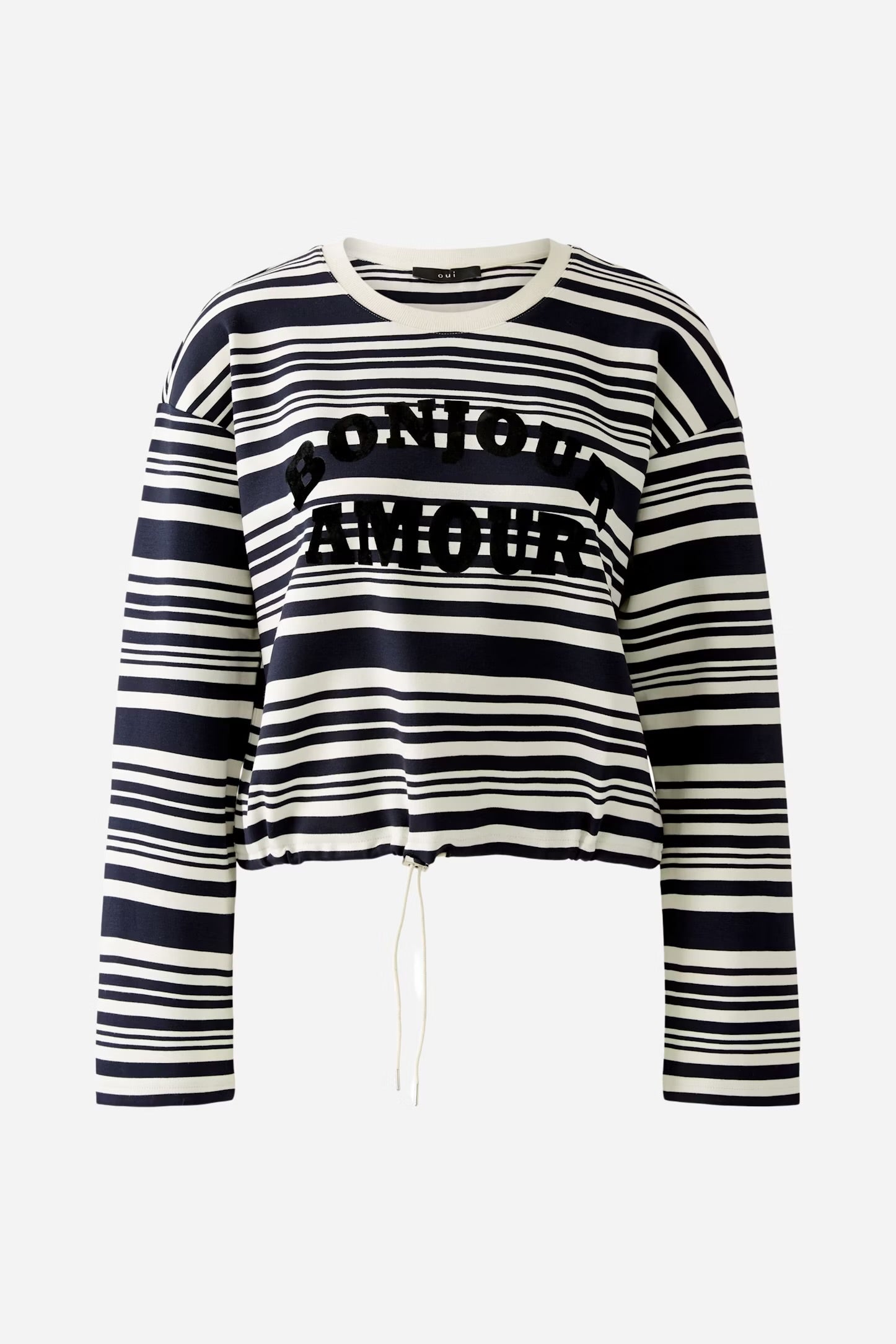 Oui “Bonjour Amour” Sweatshirt In Navy & White