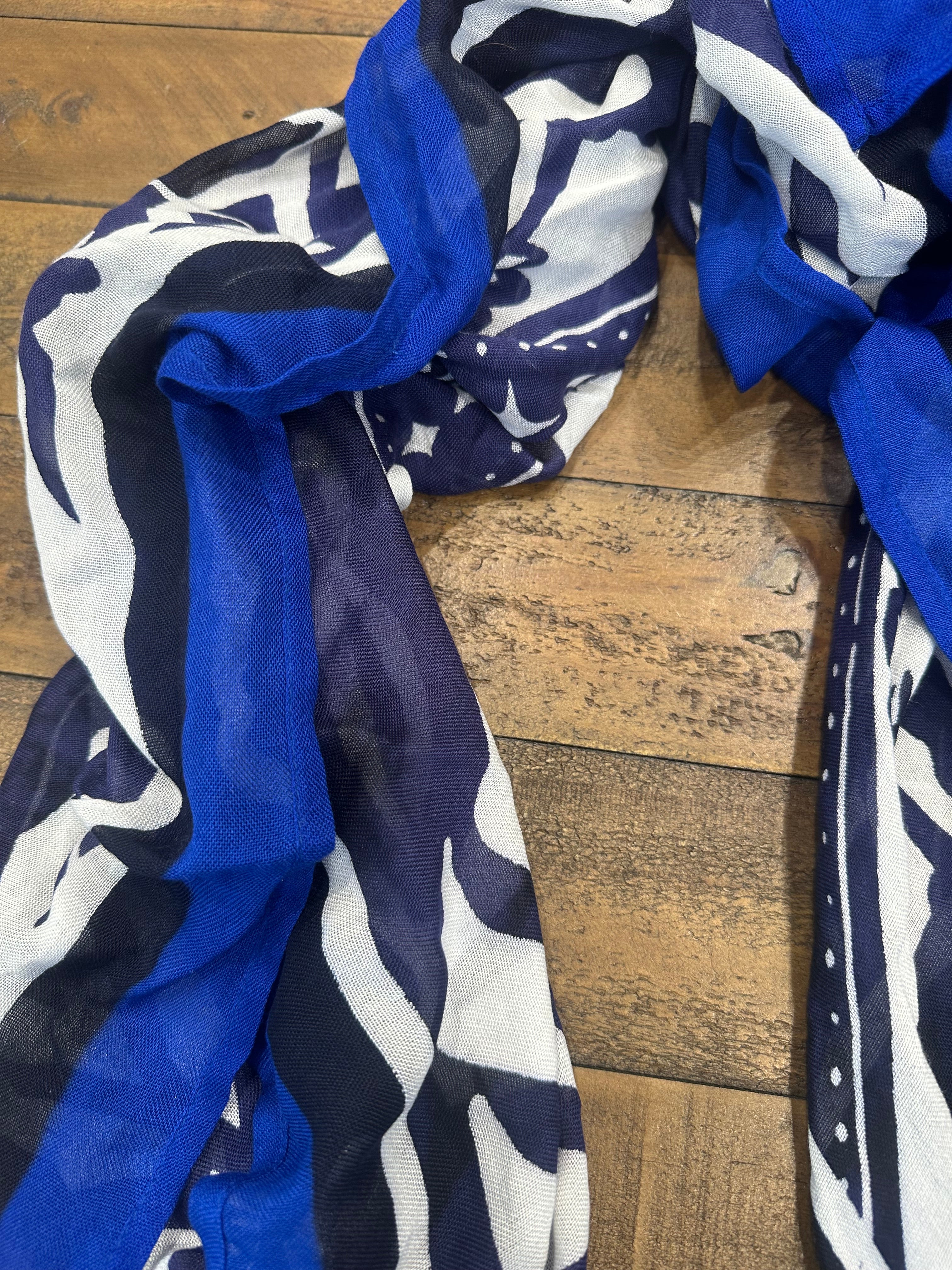 Street One Print Square Scarf In Deep Blue