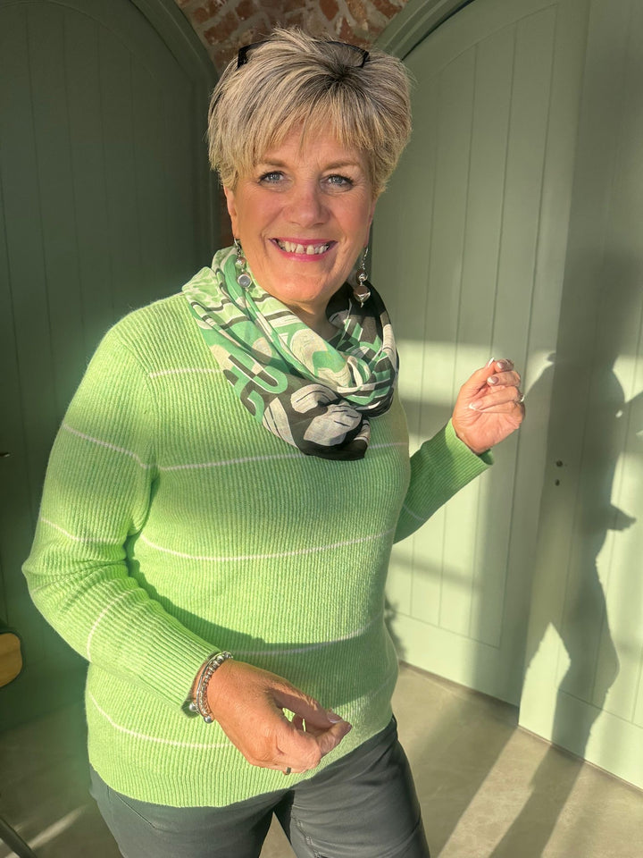 Cecil Striped Knit In Bamboo Green