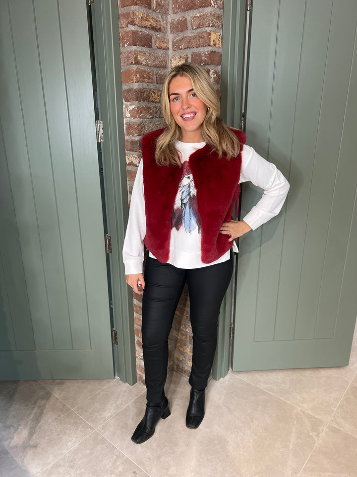 Milano Italy Faux Fur Vest In Vino