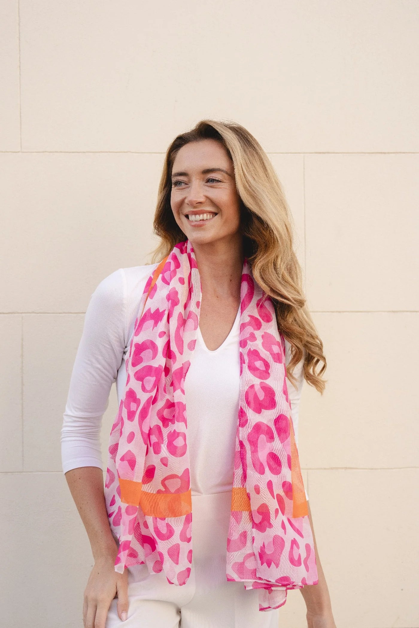 Pipa Leo Patterned Scarf In Pink Multi