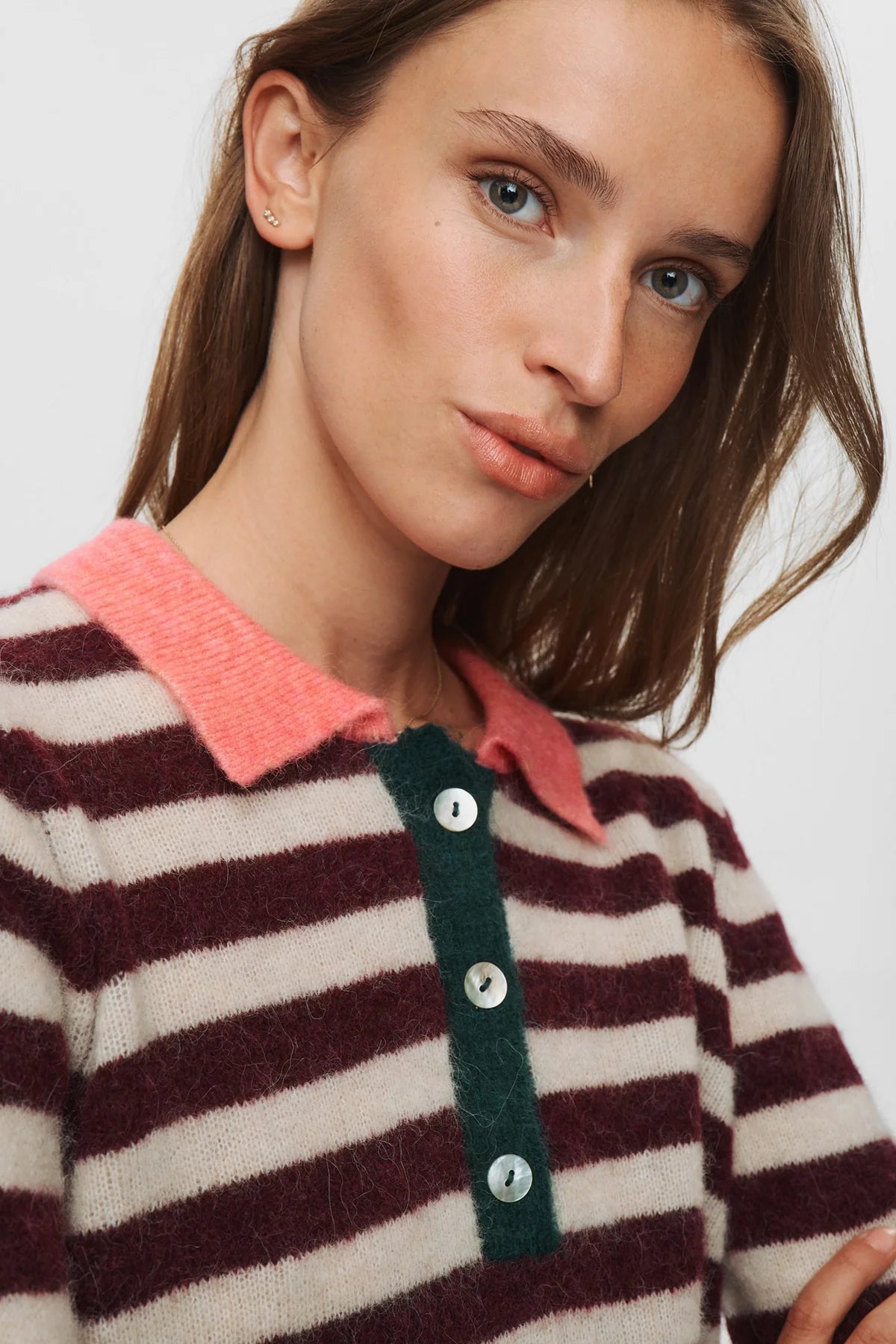 Nümph Niciara Striped Pullover In Wine