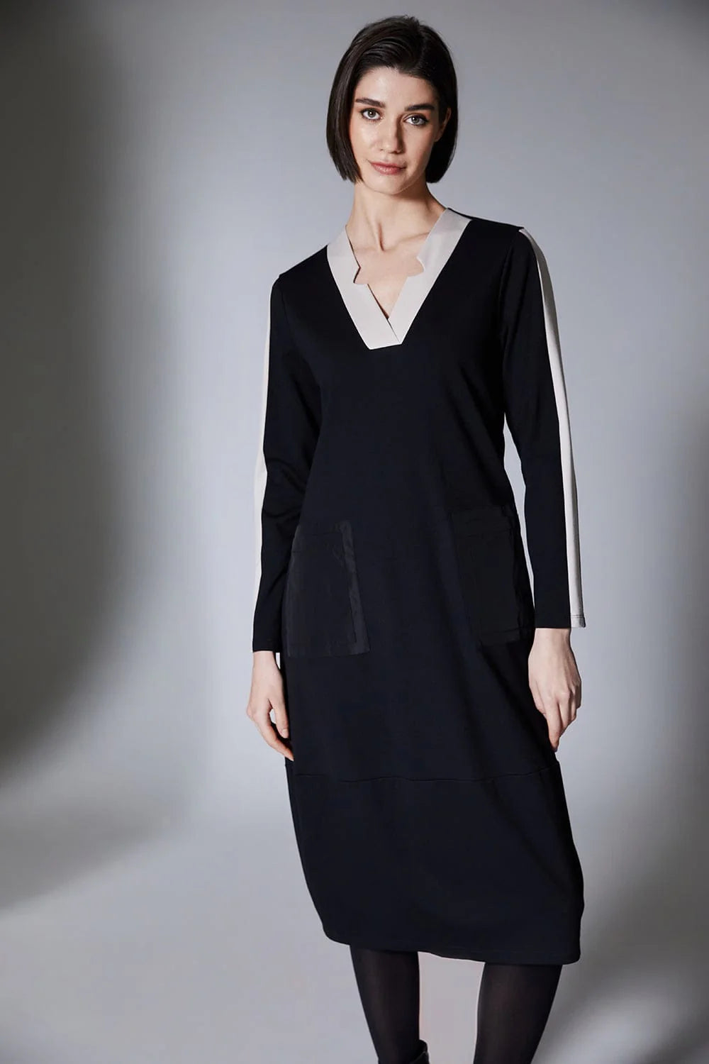 Peruzzi Side Striped Dress In Black