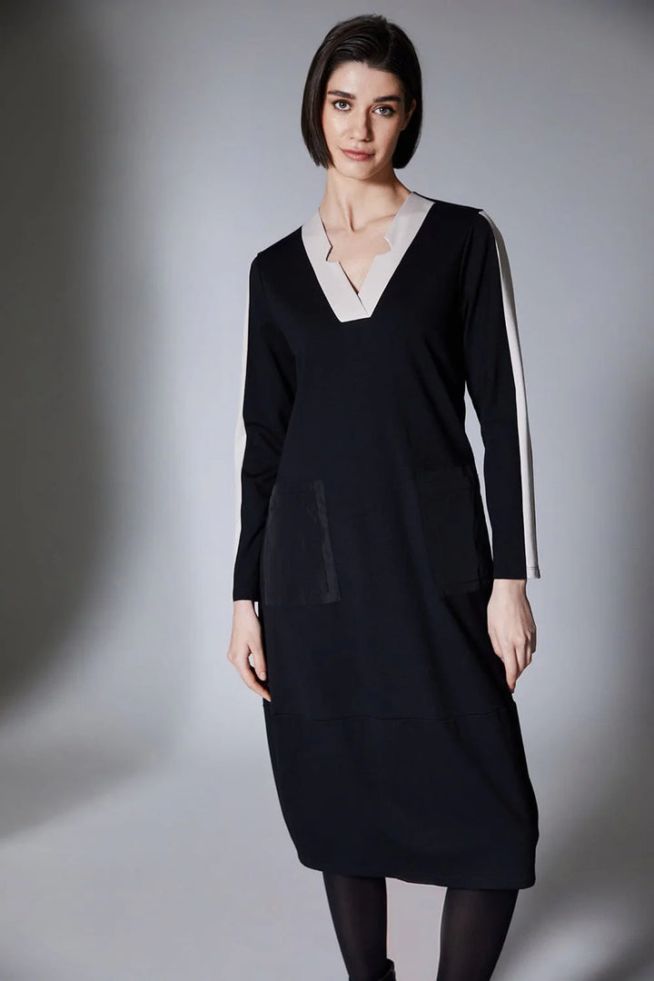 Peruzzi Side Striped Dress In Black