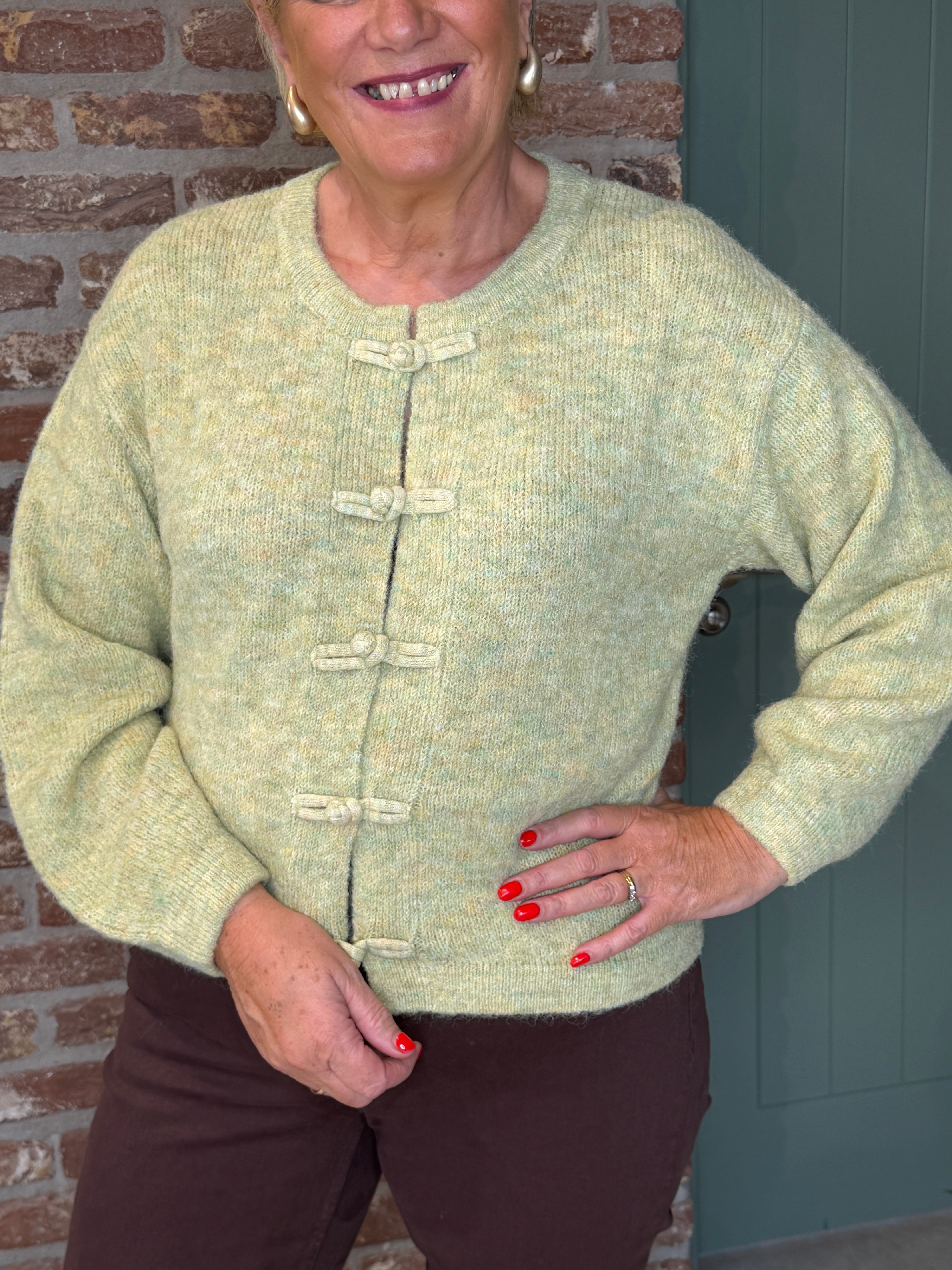 Cardigan in Leek Green