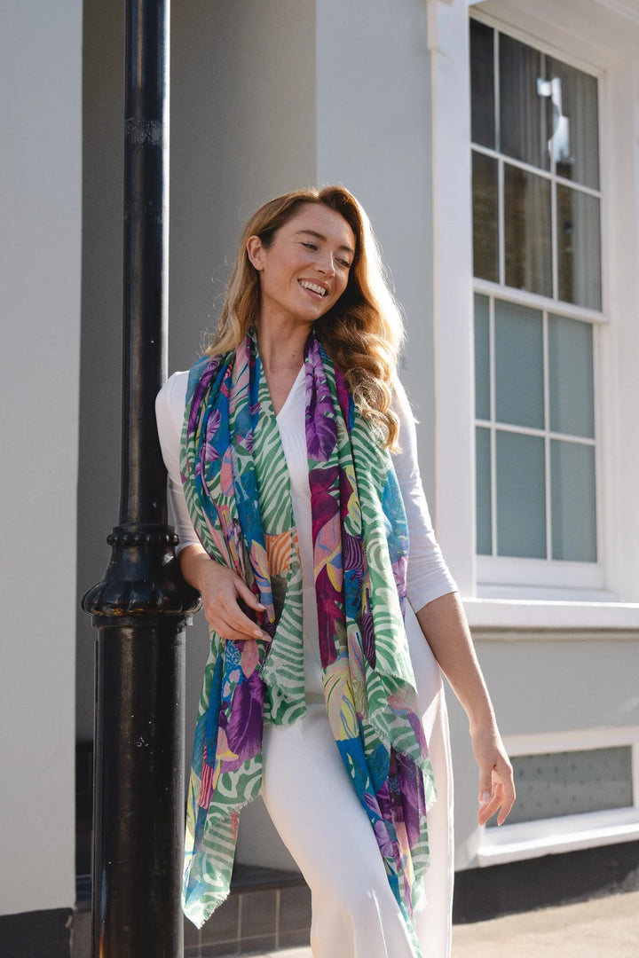 Pipa Patterned Animal Scarf In Purple Multi