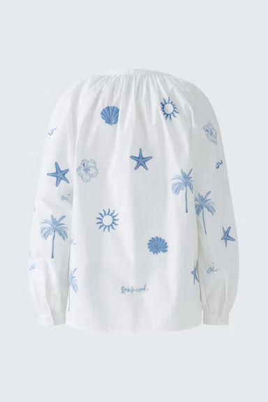 Oui Embroidery Cotton Blouse In Optic White