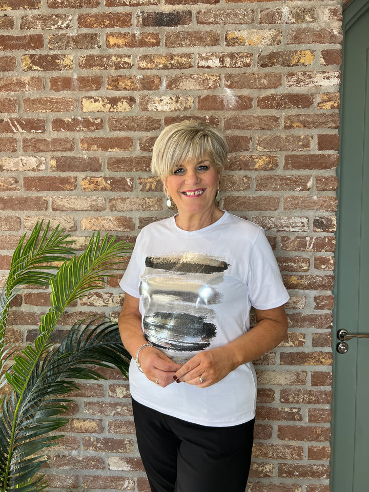 Peruzzi brush stroke T-shirt in white multi