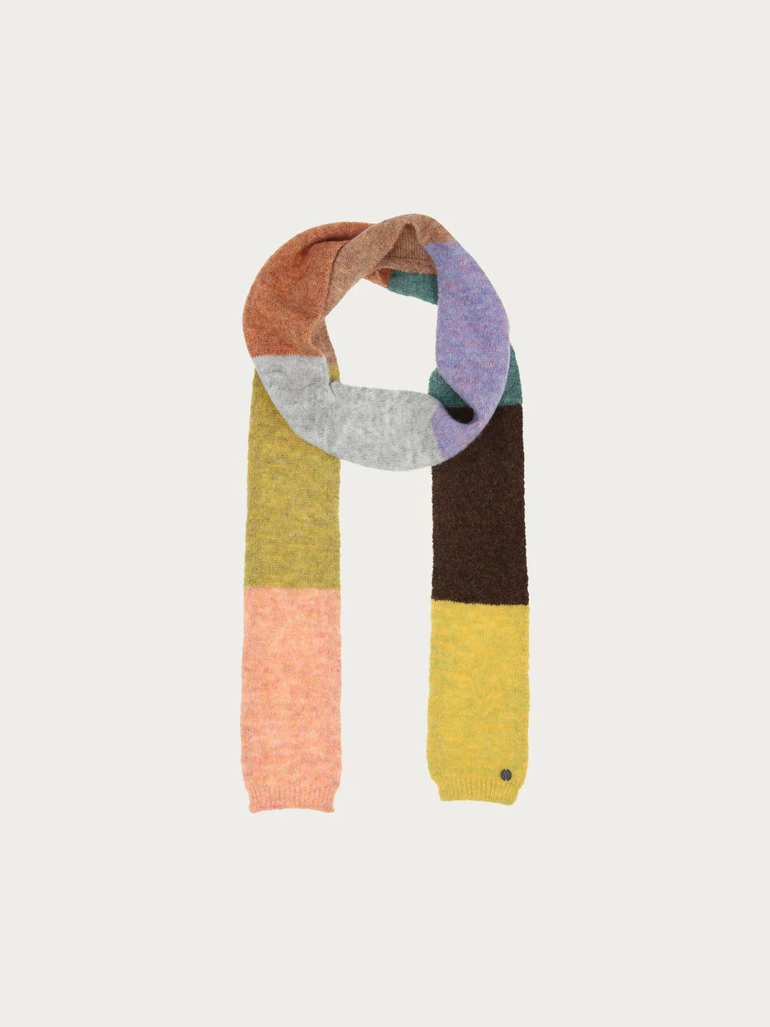 Narrow Knitted Scarf With Colour blocks In Multicoloured