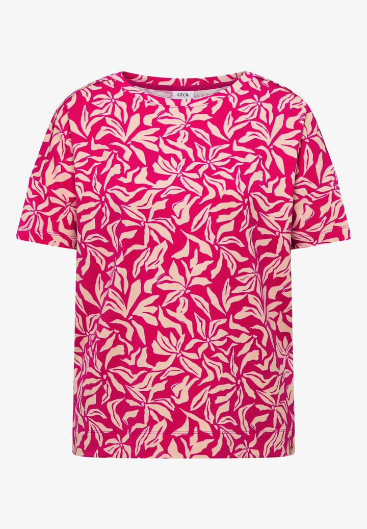 Cecil Floral patterned t-shirt In beetroot pink