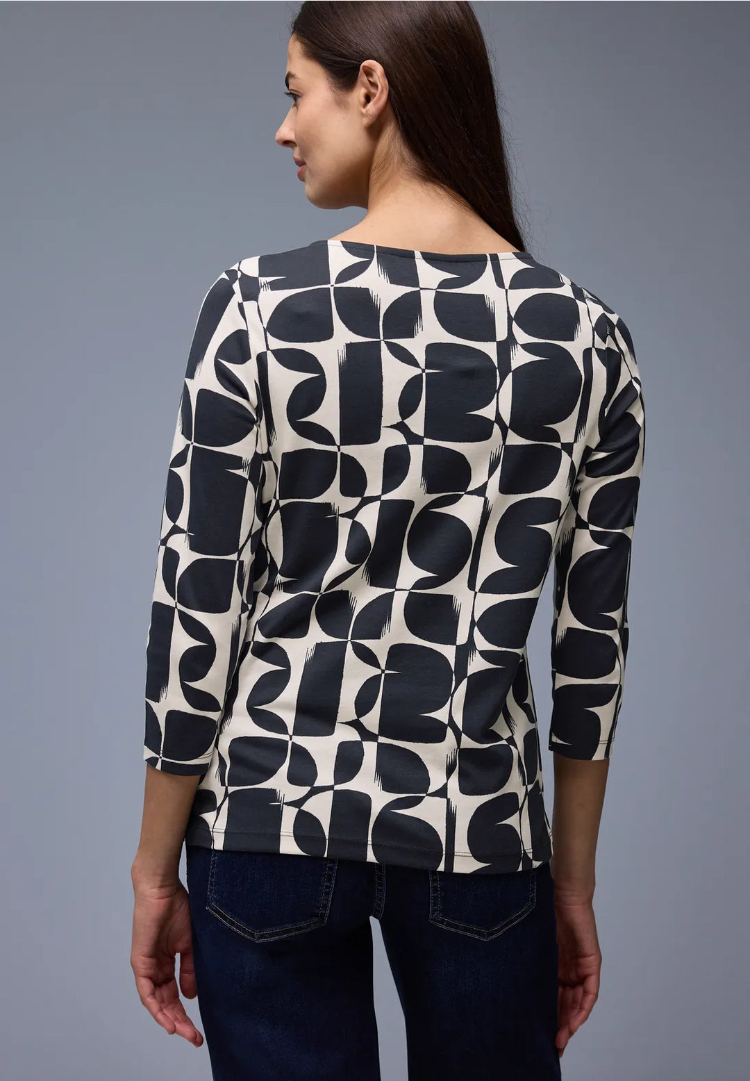 Street One Patterned Top In Shadowed Navy