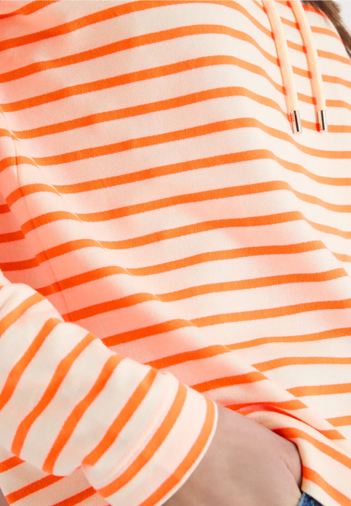 Cecil Striped Funnel Neck Sweatshirt In pearl Beige