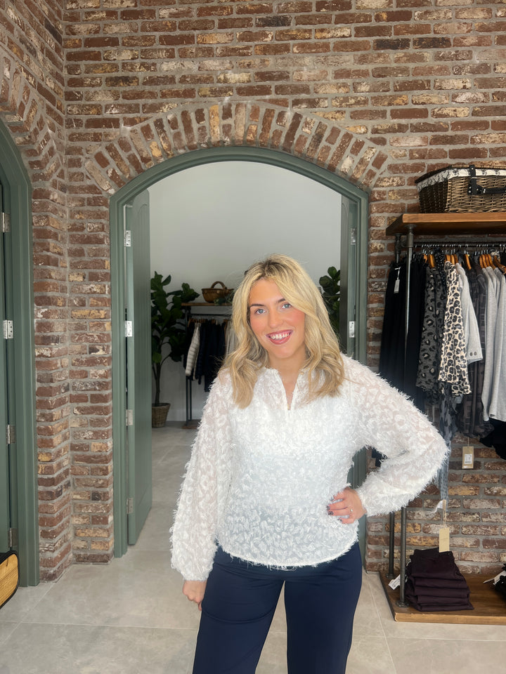 Saint Tropez Raised patterned blouse in Cream