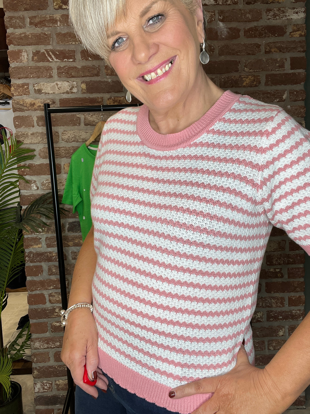 Nümph striped pullover In Peony