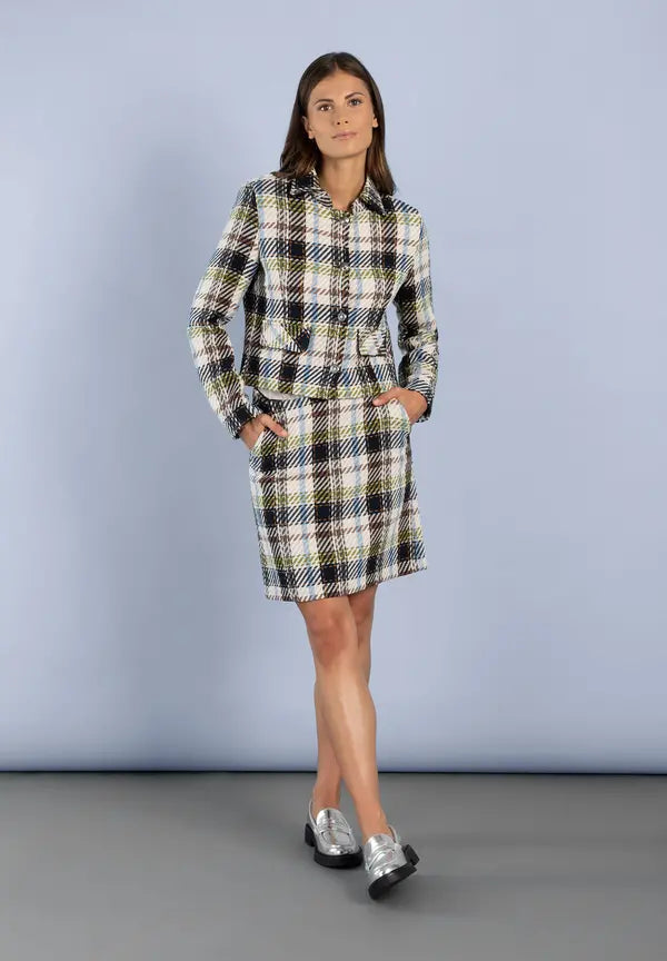 More & More Checked Jacket In Navy Multi