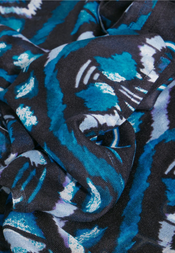 Cecil Print Loop Snood In Dynamic Aqua Blue