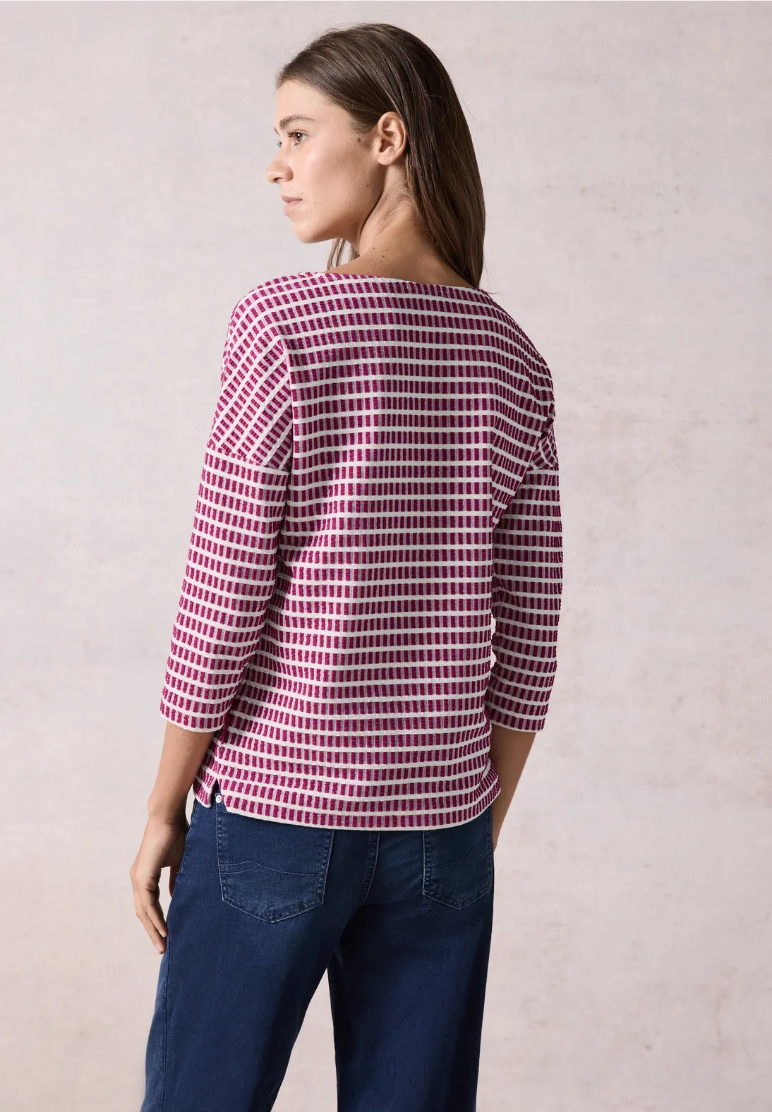 Cecil Patterned Structured Top In Jewel Pink