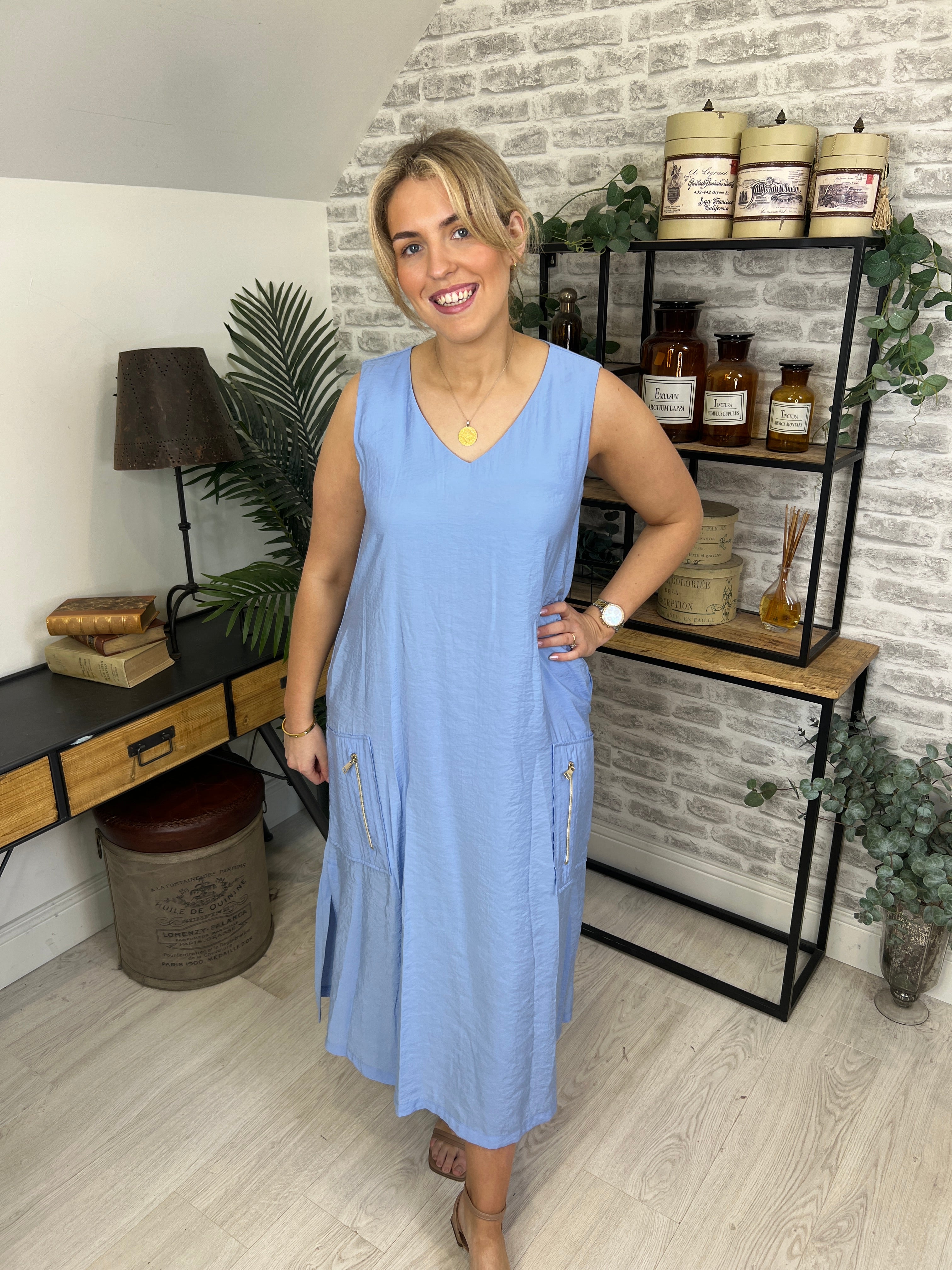 Peruzzi Zip Dress In Blue