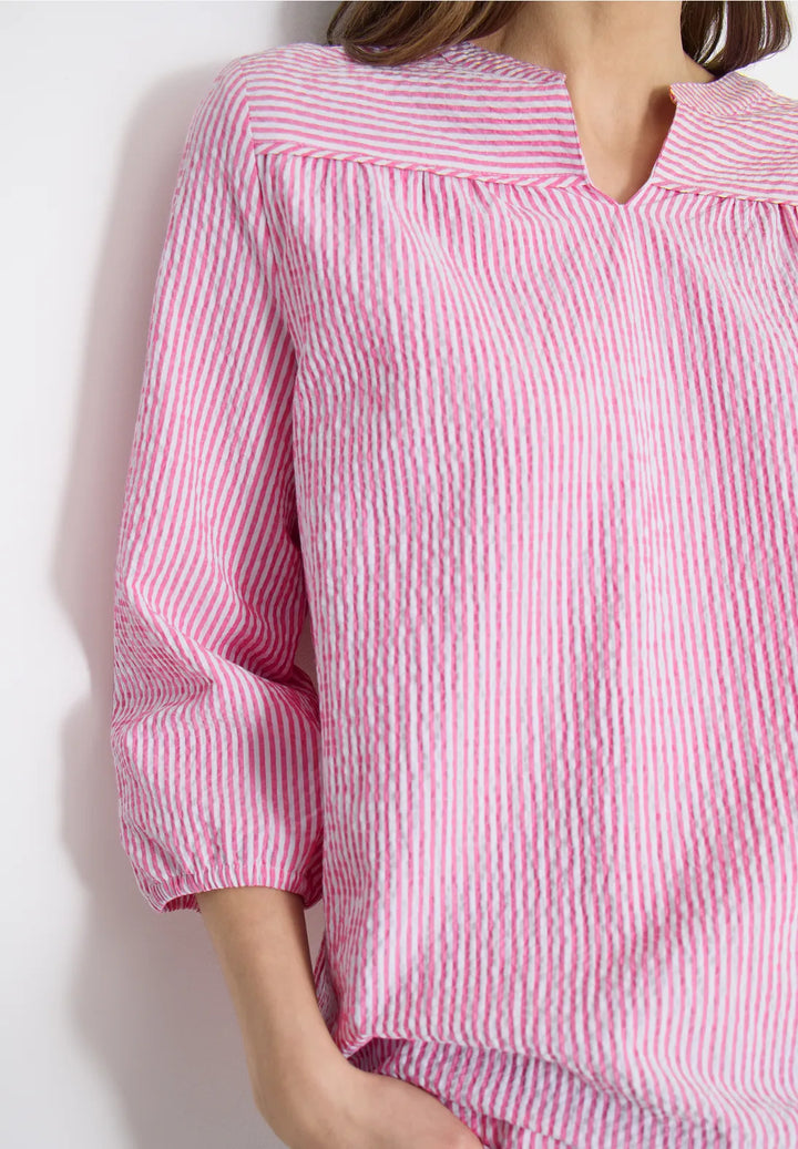 Cecil seersucker Striped Blouse In beetroot pink