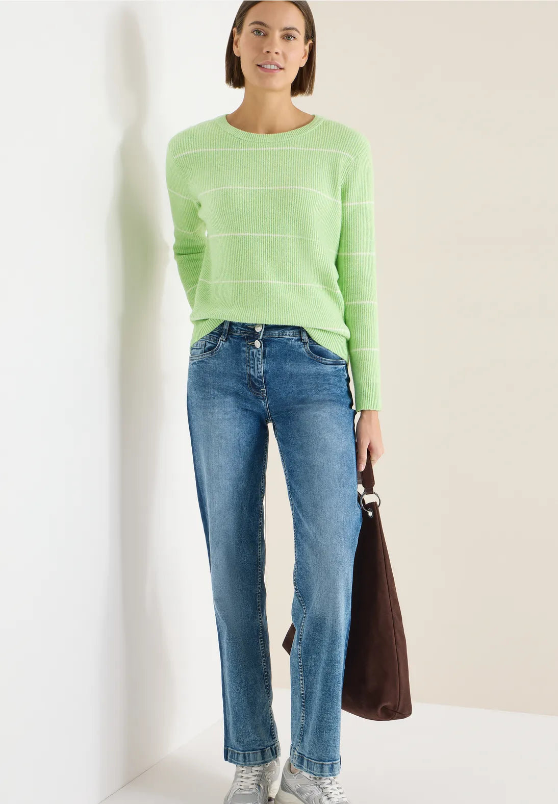 Cecil Striped Knit In Bamboo Green