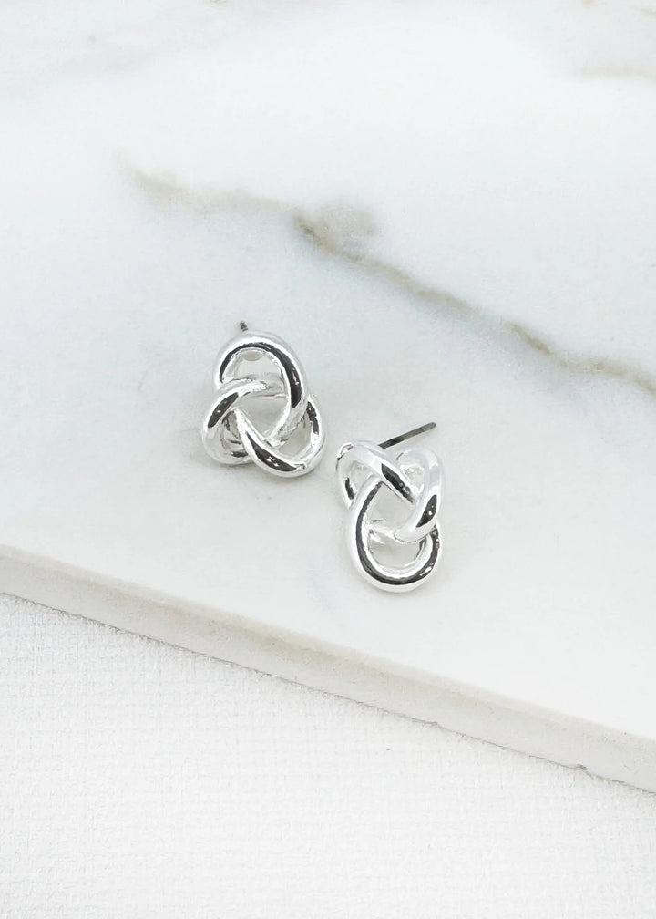 Envy Knot Stud Earrings In silver