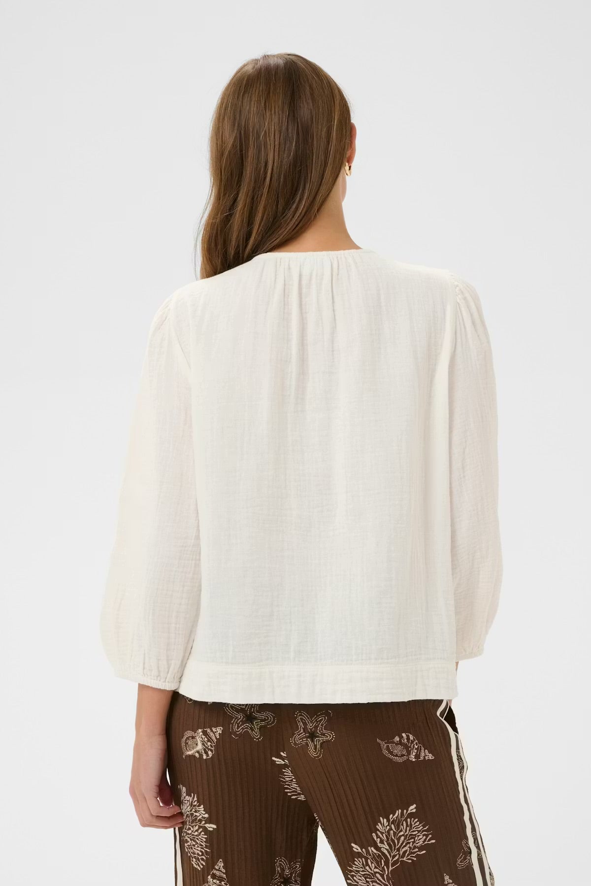 Saint Tropez open work blouse in Ice White