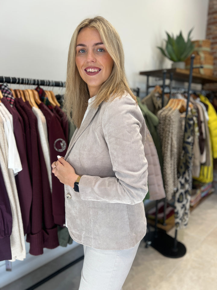 Street One Cord Blazer In Morning Beige