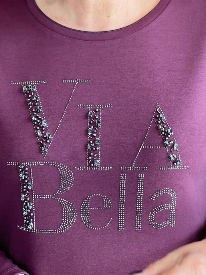 Monari Sweatshirt With Decorative Writing In Bordeaux