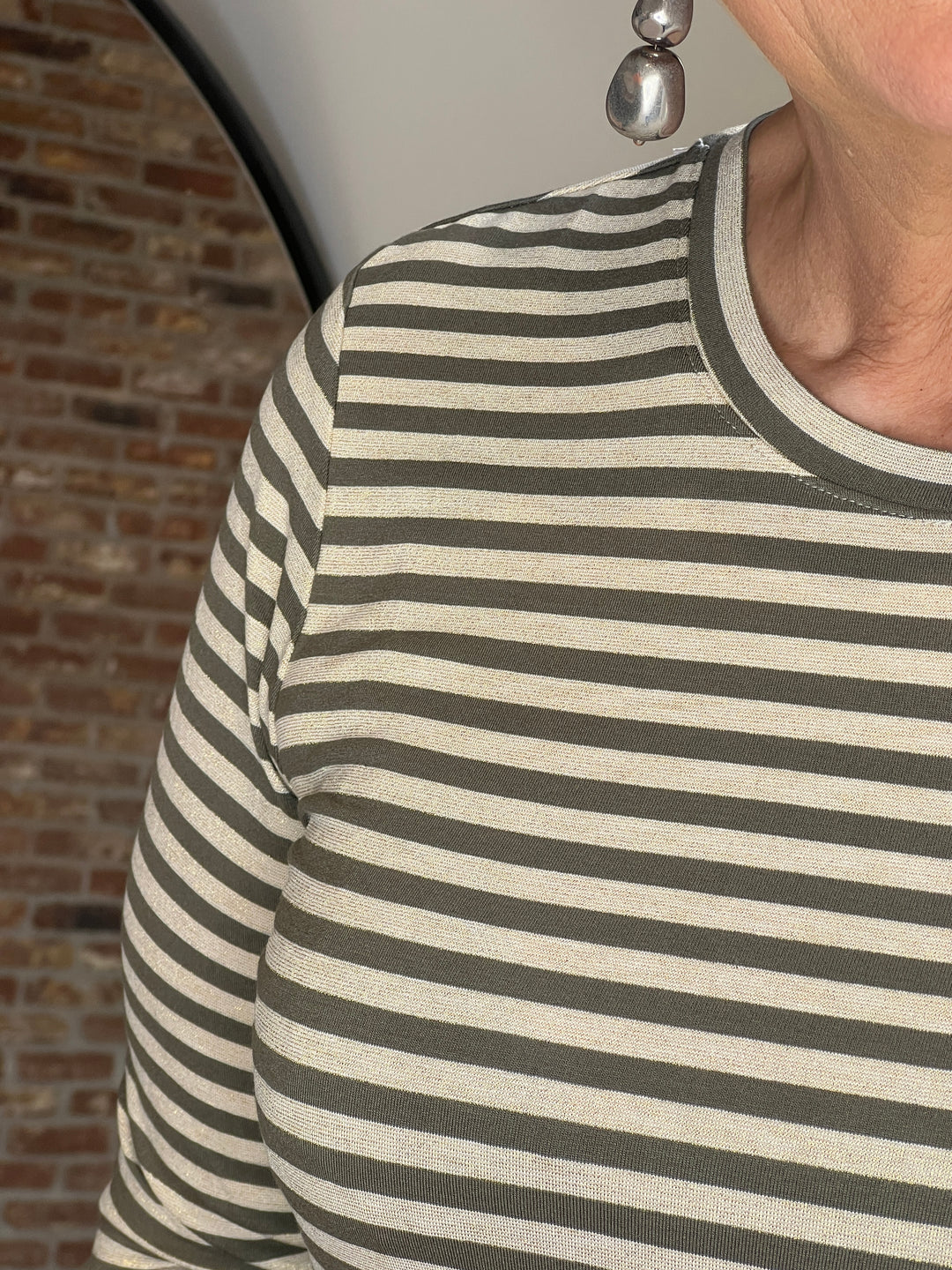 Nümph Nurixie Striped Top In Khaki multi